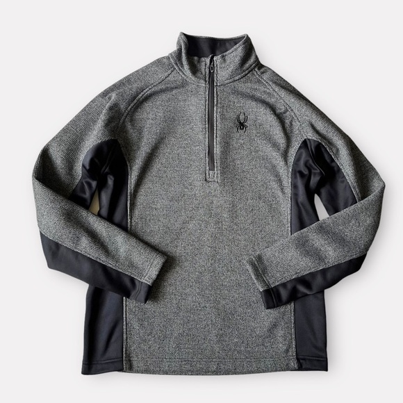 Spyder Quarter-Zip Pullover Sweater L | Waffle Knit Fleece-Lined Techwear Core - Picture 3 of 13